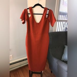 ASOS Cut-out MIDI Dress New Burnt Orange Size 10